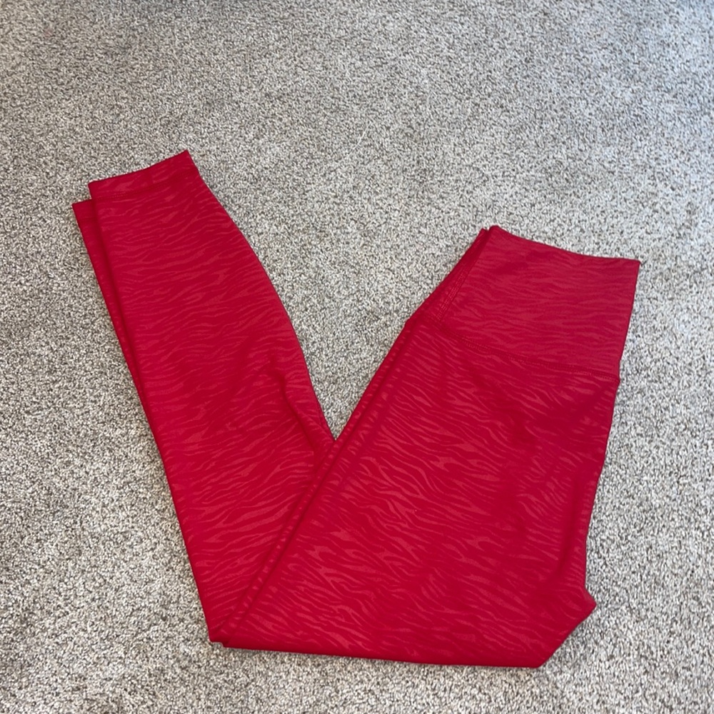 Red leopard print leggings